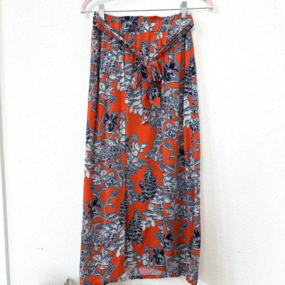 Cabi Floral Wrap Skirt XS - Orange/Blue - Rayon - Boho,‎ Floral, Casual, Resort